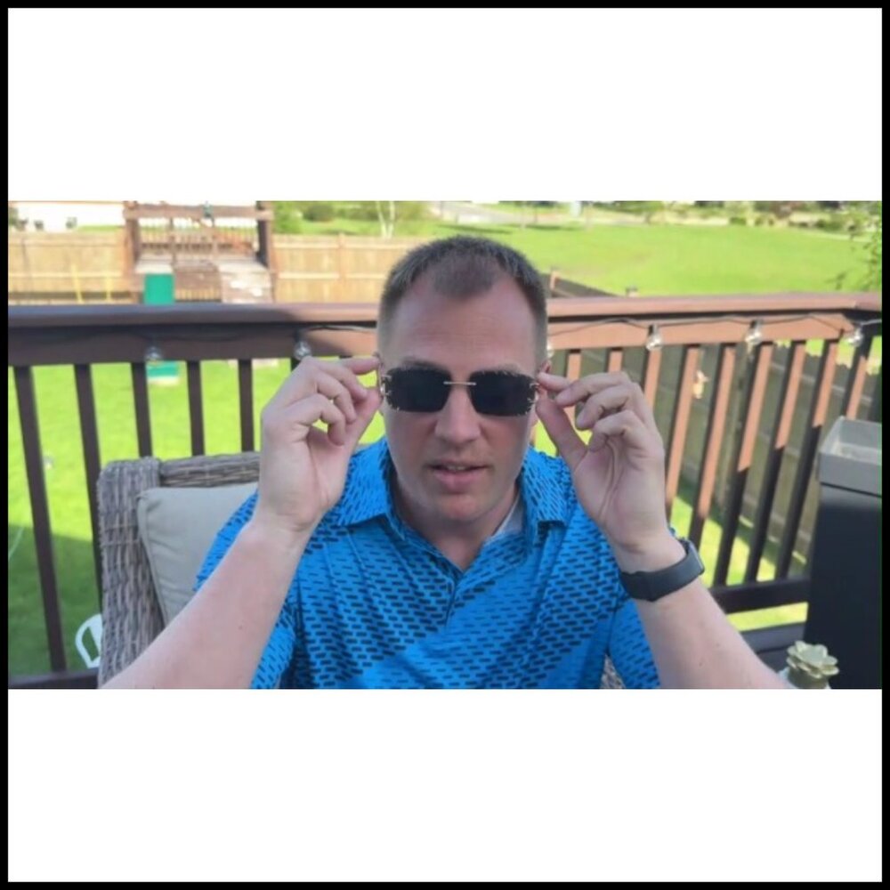 Rimless Rectangle Sunglasses Frameless Square Tre… - image 7